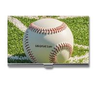 AQRJLPM Green Baseball Field Backdrop Business Card Holder Business Card Case Pocket Card Holders Metal Slim Name Card Holder Professional Multi Wallet Credit Card ID Case for Men Women, silver, One