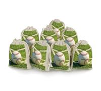 AQRJLPM Green Baseball Field Backdrop Drawstring Pouches Reusable Burlap Soft Sachet Bag Multipurpose Cotton Small Jewelry Pouch for Party Wedding Storage Home Supplies (8 Pcs)