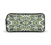 AQRJLPM Green Decorative Pattern Pencil Pouch Big Capacity Simple Marker Pouch Portable Aesthetic Zipper Pencil Case