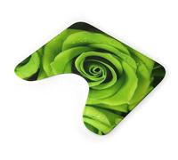 AQRJLPM Green Rose Toilet Rugs U Shaped Contour Non Slip Quick Dry Super Absorbent Toilet Mats Small Soft Bathroom Rugs for Bathroom Tub and Shower Floor