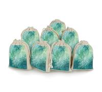 AQRJLPM Green Sea Blue Seaweed Drawstring Pouches Reusable Burlap Soft Sachet Bag Multipurpose Cotton Small Jewelry Pouch for Party Wedding Storage Home Supplies (8 Pcs)