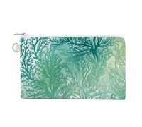 AQRJLPM Green Sea Blue Seaweed Wallet Canvas Slim Lightweight Wallets Durable Zippered Card Holder for Men Women