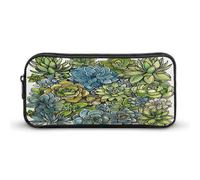 AQRJLPM Green Succulent Picture Pencil Pouch Big Capacity Simple Marker Pouch Portable Aesthetic Zipper Pencil Case