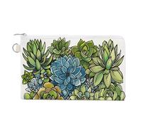 AQRJLPM Green Succulent Picture Wallet Canvas Slim Lightweight Wallets Durable Zippered Card Holder for Men Women