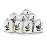 AQRJLPM Grey Pigeon Print Drawstring Pouches Reusable Burlap Soft Sachet Bag Multipurpose Cotton Small Jewelry Pouch for Party Wedding Storage Home Supplies (8 Pcs)