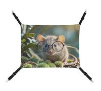 AQRJLPM Guinea Mouse with Glasses Pet Hammock with Adjustable Straps and Metal Hooks Hanging Bed Soft Breathable Sleeping Hammock for Cats,Puppy,Rabbits,Small Animals