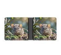 AQRJLPM Guinea Mouse With Glasses Wallet with Money Clip Leather Bifold Wallet Slim Credit Card Holder Gift for Men