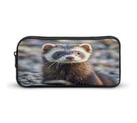 AQRJLPM Hairy Ferret Pencil Pouch Big Capacity Simple Marker Pouch Portable Aesthetic Zipper Pencil Case