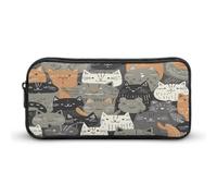 AQRJLPM Hand Drawn Style Cat Pencil Pouch Big Capacity Simple Marker Pouch Portable Aesthetic Zipper Pencil Case
