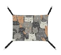 AQRJLPM Hand Drawn Style Cat Pet Hammock with Adjustable Straps and Metal Hooks Hanging Bed Soft Breathable Sleeping Hammock for Cats,Puppy,Rabbits,Small Animals