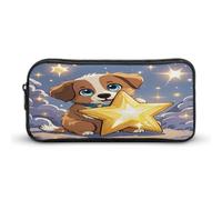 AQRJLPM Happy Little Dog Pencil Pouch Big Capacity Simple Marker Pouch Portable Aesthetic Zipper Pencil Case