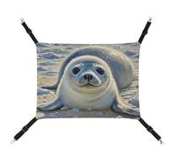 AQRJLPM Harp Seal Painting Pet Hammock with Adjustable Straps and Metal Hooks Hanging Bed Soft Breathable Sleeping Hammock for Cats,Puppy,Rabbits,Small Animals