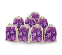 AQRJLPM Hawaii with Purple Sea Turtle Drawstring Pouches Reusable Burlap Soft Sachet Bag Multipurpose Cotton Small Jewelry Pouch for Party Wedding Storage Home Supplies (8 Pcs)