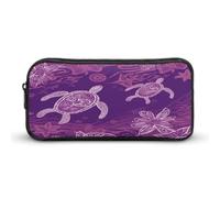 AQRJLPM Hawaii with Purple Sea Turtle Pencil Pouch Big Capacity Simple Marker Pouch Portable Aesthetic Zipper Pencil Case