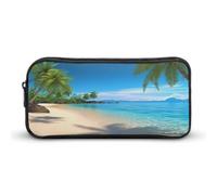 AQRJLPM Hawaiian Beach With Palm Trees Pencil Pouch Big Capacity Simple Marker Pouch Portable Aesthetic Zipper Pencil Case