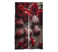 AQRJLPM Hearts on Table Door Curtains Light Blocking Thermal Insulation Drapes Long Type Artistic Painting Tapestry Applicable Bedroom Room Living Room Doorway 34"x 57"