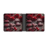 AQRJLPM Hearts on Table Wallet with Money Clip Leather Bifold Wallet Slim Credit Card Holder Gift for Men