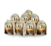 AQRJLPM Hunting Flying Wild Drawstring Pouches Reusable Burlap Soft Sachet Bag Multipurpose Cotton Small Jewelry Pouch for Party Wedding Storage Home Supplies (8 Pcs)