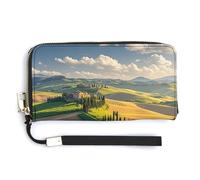 AQRJLPM Italy Tuscan Wallet Leather Zipper Around Clutch Wallet Large Capacity Purse with Wristlet Strap, white, 20.0*10.5cm, Wallet