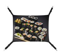 AQRJLPM Japanese Sushi Black Pet Hammock with Adjustable Straps and Metal Hooks Hanging Bed Soft Breathable Sleeping Hammock for Cats,Puppy,Rabbits,Small Animals