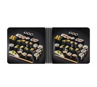 AQRJLPM Japanese Sushi Black Wallet with Money Clip Leather Bifold Wallet Slim Credit Card Holder Gift for Men