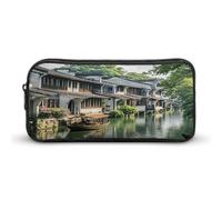 AQRJLPM Jiangnan Water Towns Pencil Pouch Big Capacity Simple Marker Pouch Portable Aesthetic Zipper Pencil Case