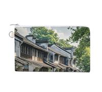 AQRJLPM Jiangnan Water Towns Wallet Canvas Slim Lightweight Wallets Durable Zippered Card Holder for Men Women