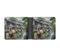 AQRJLPM Jiangnan Water Towns Wallet with Money Clip Leather Bifold Wallet Slim Credit Card Holder Gift for Men
