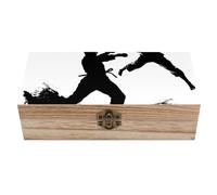 AQRJLPM Kickboxing Wooden Storage Box with Hinged Lid Rectangle Large Retro Design Wooden Box Keepsake Recipe Or Jewelry Storage Box for Crafts Decoration Gift