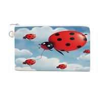 AQRJLPM Ladybug And Cloud Wallet Canvas Slim Lightweight Wallets Durable Zippered Card Holder for Men Women