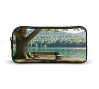 AQRJLPM Lake Bench Pencil Pouch Big Capacity Simple Marker Pouch Portable Aesthetic Zipper Pencil Case