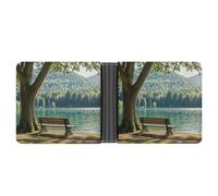 AQRJLPM Lake Bench Wallet with Money Clip Leather Bifold Wallet Slim Credit Card Holder Gift for Men