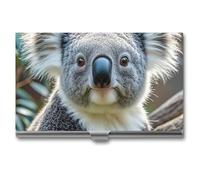 AQRJLPM Lovely Koala Business Card Holder Business Card Case Pocket Card Holders Metal Slim Name Card Holder Professional Multi Wallet Credit Card ID Case for Men Women, silver, One Size