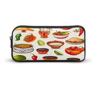 AQRJLPM Mexican Salsa Symbols Pencil Pouch Big Capacity Simple Marker Pouch Portable Aesthetic Zipper Pencil Case
