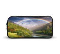 AQRJLPM Mountain Valley with Rainbow Pencil Pouch Big Capacity Simple Marker Pouch Portable Aesthetic Zipper Pencil Case