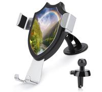 AQRJLPM Mountain Valley with Rainbow Phone Holder Car Hands-Free Mount Holders for Dashboard Windshield Vent Metal Hook Clip Cell Phone Mount for All Smartphones & Car Models