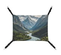 AQRJLPM Mountains and Rivers Pet Hammock with Adjustable Straps and Metal Hooks Hanging Bed Soft Breathable Sleeping Hammock for Cats,Puppy,Rabbits,Small Animals