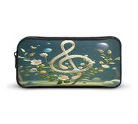 AQRJLPM Musical Note Floral Pencil Pouch Big Capacity Simple Marker Pouch Portable Aesthetic Zipper Pencil Case