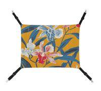 AQRJLPM Mustard Yellow Pattern Pet Hammock with Adjustable Straps and Metal Hooks Hanging Bed Soft Breathable Sleeping Hammock for Cats,Puppy,Rabbits,Small Animals