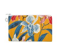 AQRJLPM Mustard Yellow Pattern Wallet Canvas Slim Lightweight Wallets Durable Zippered Card Holder for Men Women