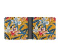 AQRJLPM Mustard Yellow Pattern Wallet with Money Clip Leather Bifold Wallet Slim Credit Card Holder Gift for Men