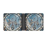 AQRJLPM Native American Dream Catcher Wallet with Money Clip Leather Bifold Wallet Slim Credit Card Holder Gift for Men