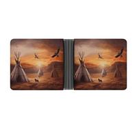 AQRJLPM Native American Tribes Wallet with Money Clip Leather Bifold Wallet Slim Credit Card Holder Gift for Men