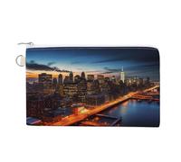 AQRJLPM New York City Scenery Wallet Canvas Slim Lightweight Wallets Durable Zippered Card Holder for Men Women
