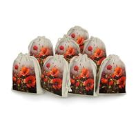 AQRJLPM Oil Painting Red Flower Drawstring Pouches Reusable Burlap Soft Sachet Bag Multipurpose Cotton Small Jewelry Pouch for Party Wedding Storage Home Supplies (8 Pcs)