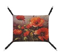 AQRJLPM Oil Painting Red Flower Pet Hammock with Adjustable Straps and Metal Hooks Hanging Bed Soft Breathable Sleeping Hammock for Cats,Puppy,Rabbits,Small Animals