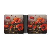 AQRJLPM Oil Painting Red Flower Wallet with Money Clip Leather Bifold Wallet Slim Credit Card Holder Gift for Men