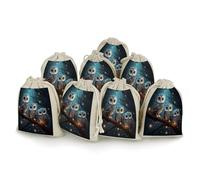 AQRJLPM Owl on Tree Drawstring Pouches Reusable Burlap Soft Sachet Bag Multipurpose Cotton Small Jewelry Pouch for Party Wedding Storage Home Supplies (8 Pcs)