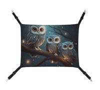 AQRJLPM Owl on Tree Pet Hammock with Adjustable Straps and Metal Hooks Hanging Bed Soft Breathable Sleeping Hammock for Cats,Puppy,Rabbits,Small Animals