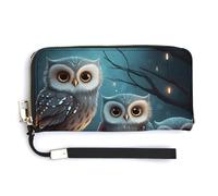 AQRJLPM Owl on Tree Wallet Leather Zipper Around Clutch Wallet Large Capacity Purse with Wristlet Strap, white, 20.0*10.5cm, Wallet